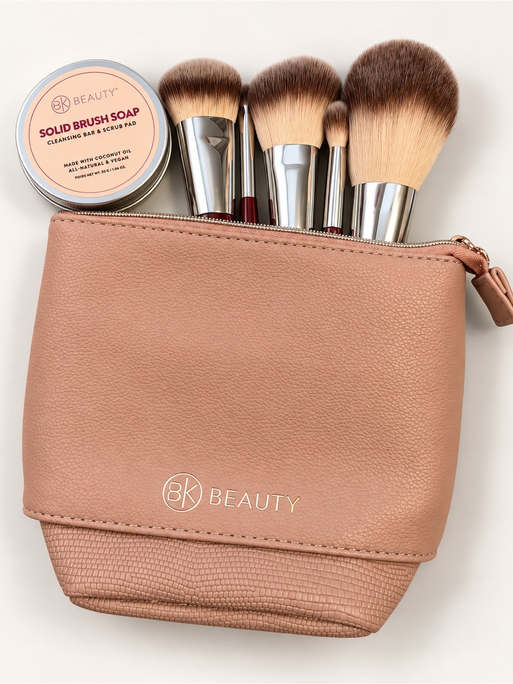 BK Beauty 5 Piece Makeup Brush Set Blush Makeup Bag & Brush Soap